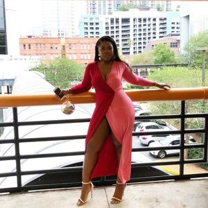 ASOS: Pink and Red ColorBlock Maxi Dress